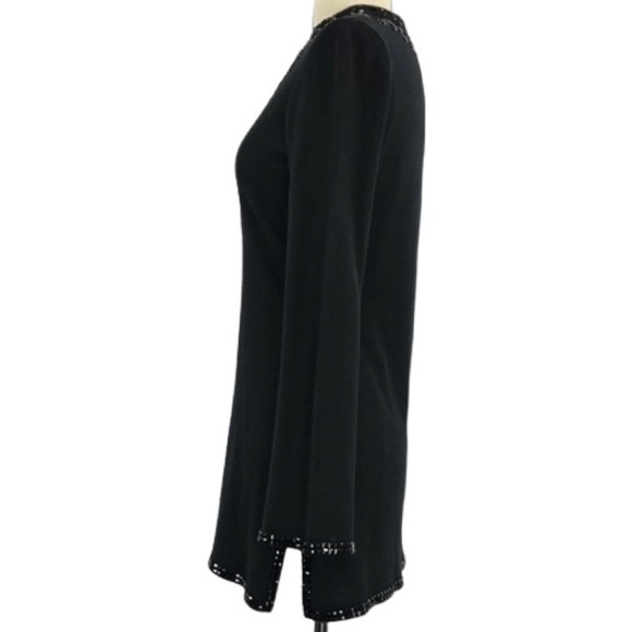 INC Silk/Angora Blend V-Neck Black Tunic with Black Gem Embellishments. Size S - Picture 6 of 13